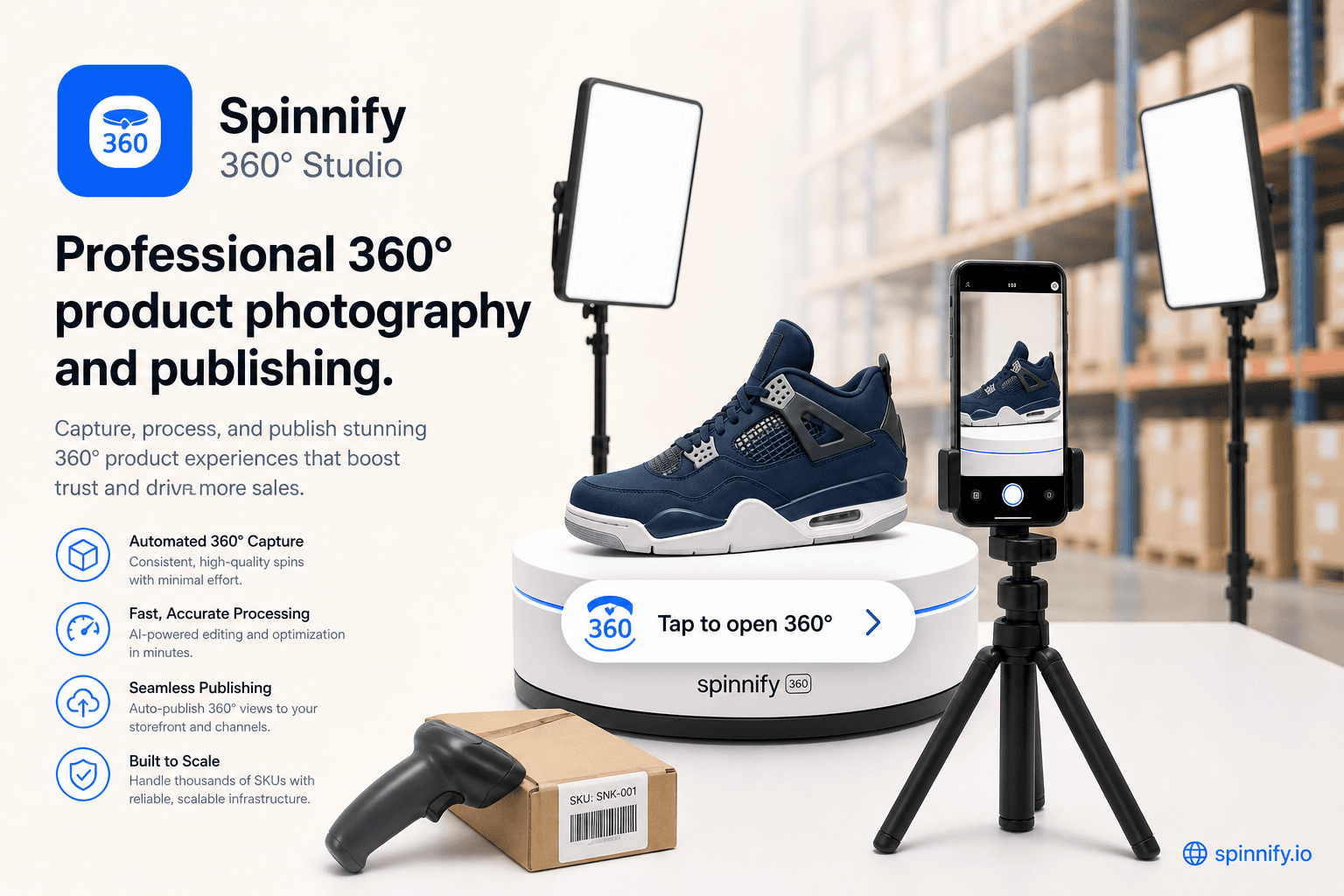 Spinnify 360° Studio: lazy loading timeline for 360 product widgets on ecommerce PDPs