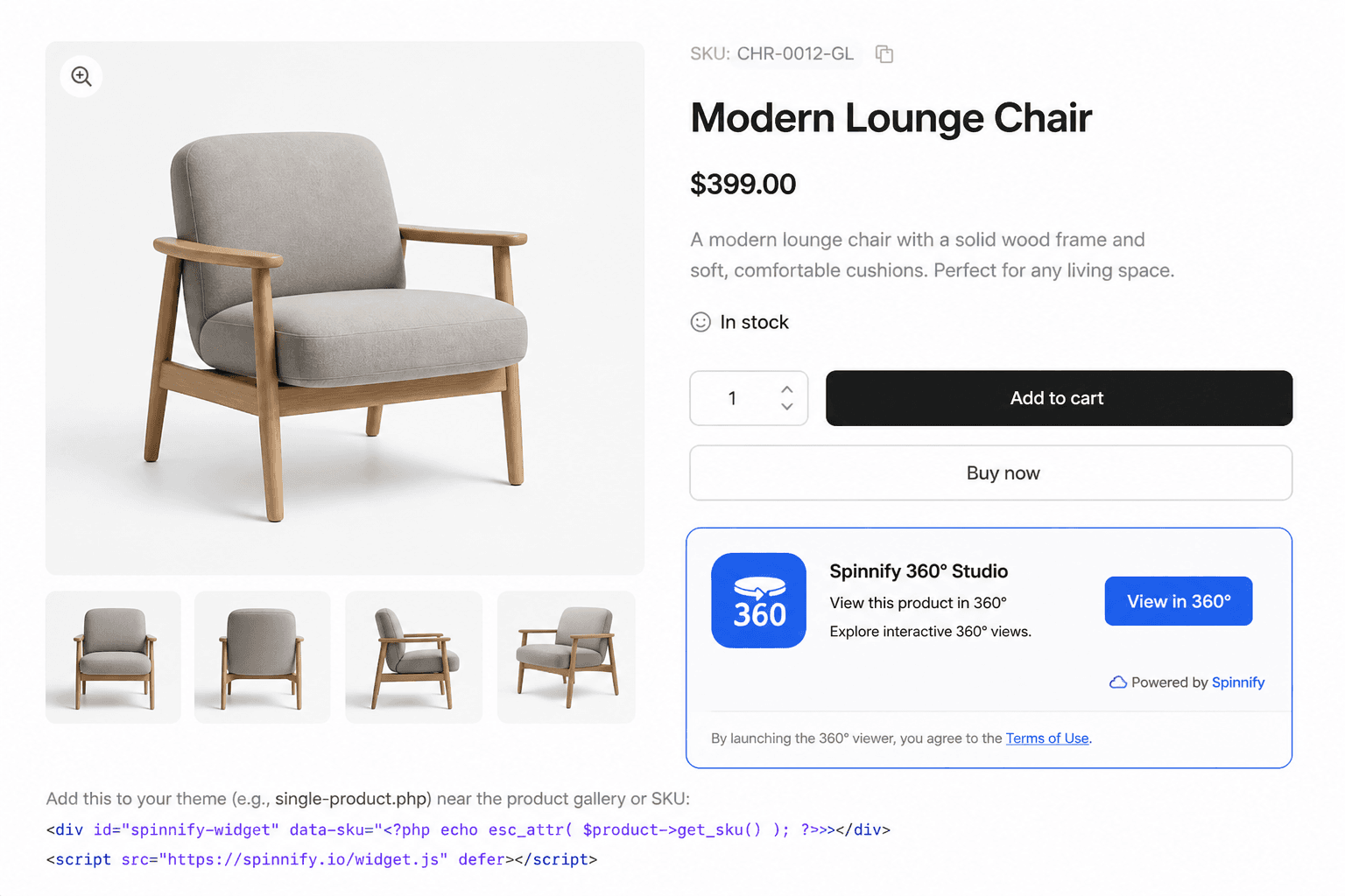widget.js embed on WooCommerce single product